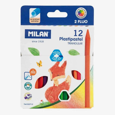 Milan Triangular Plasti Pastel Box of 12 The Stationers